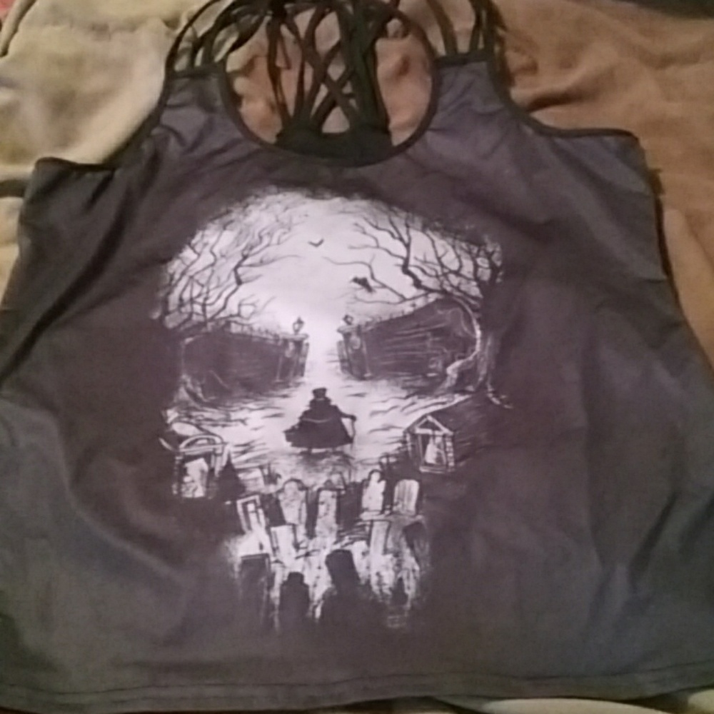 Polyester, spandex skeleton front tank top